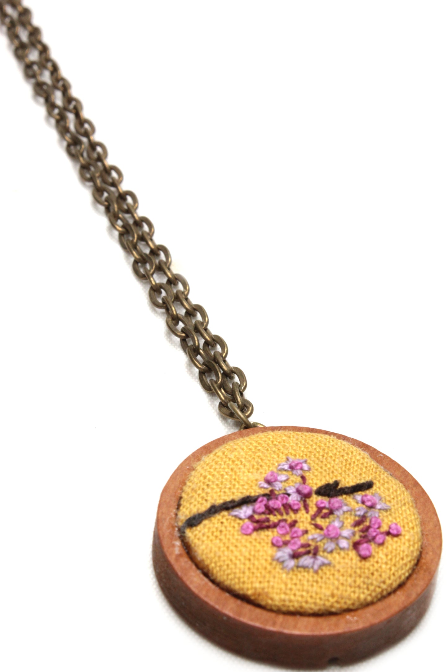 Embroidery Lilac & Pink Flowers Necklace