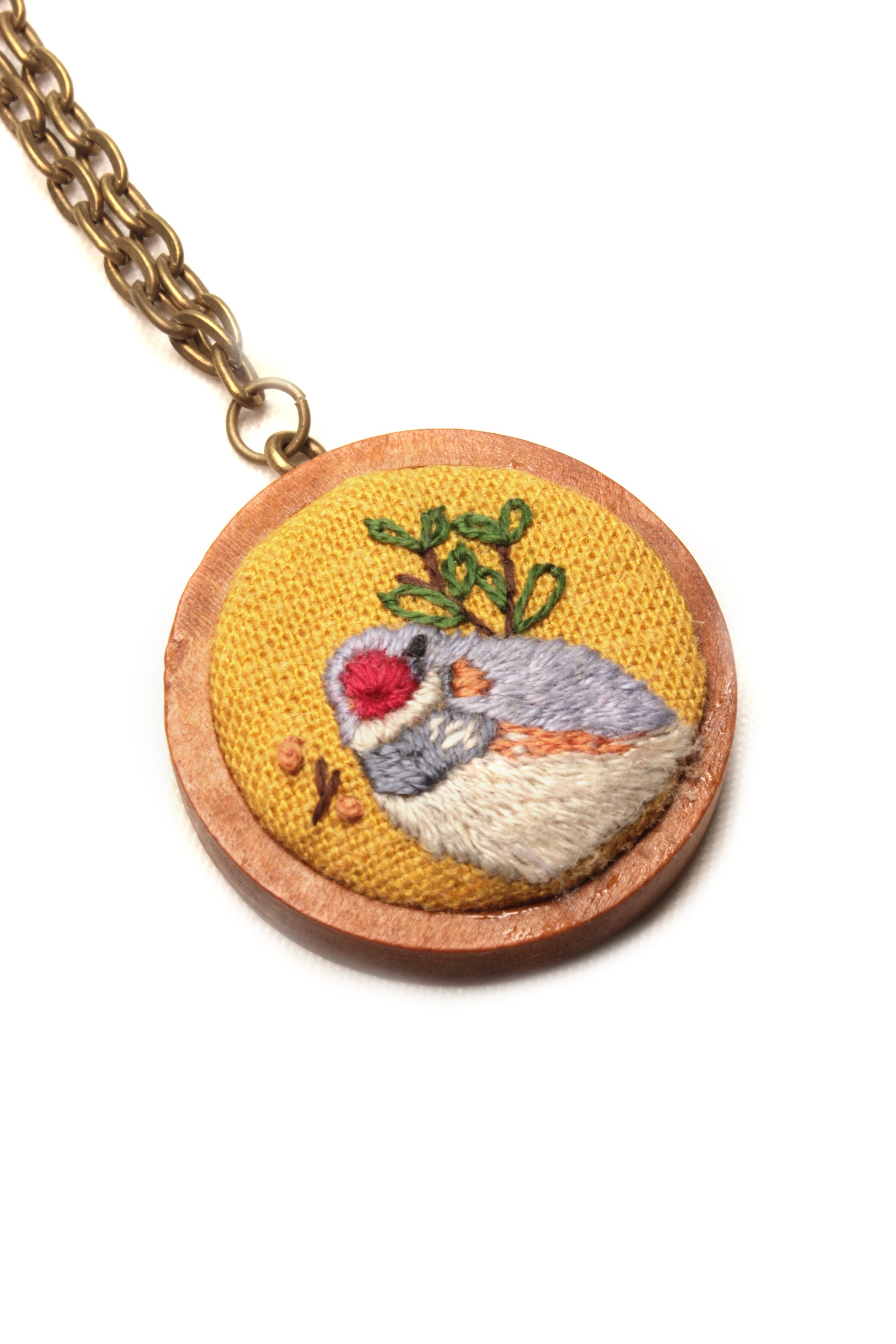 Embroidery Bird Necklace