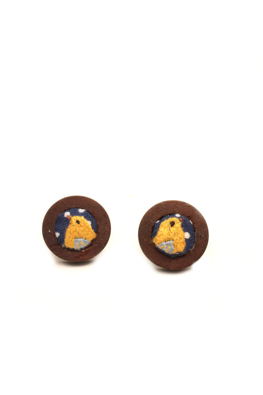 Embroidery Bird Studs Earrings