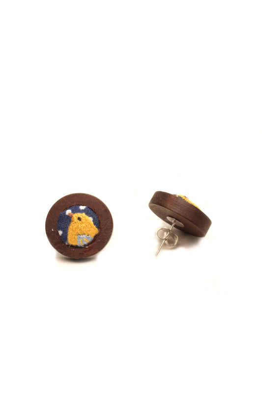 Embroidery Bird Studs Earrings
