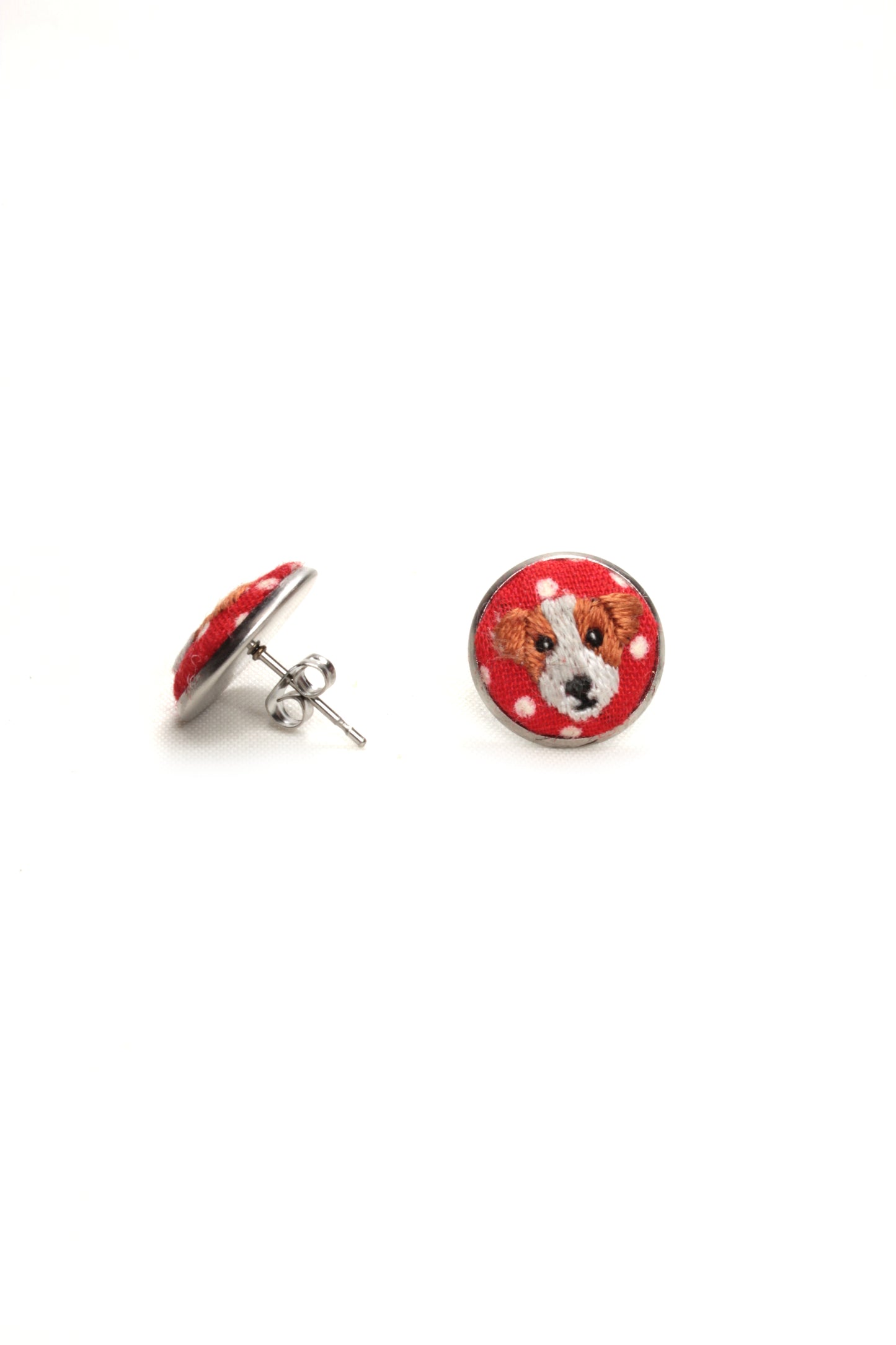 Embroidery Jack Russell Studs Earrings