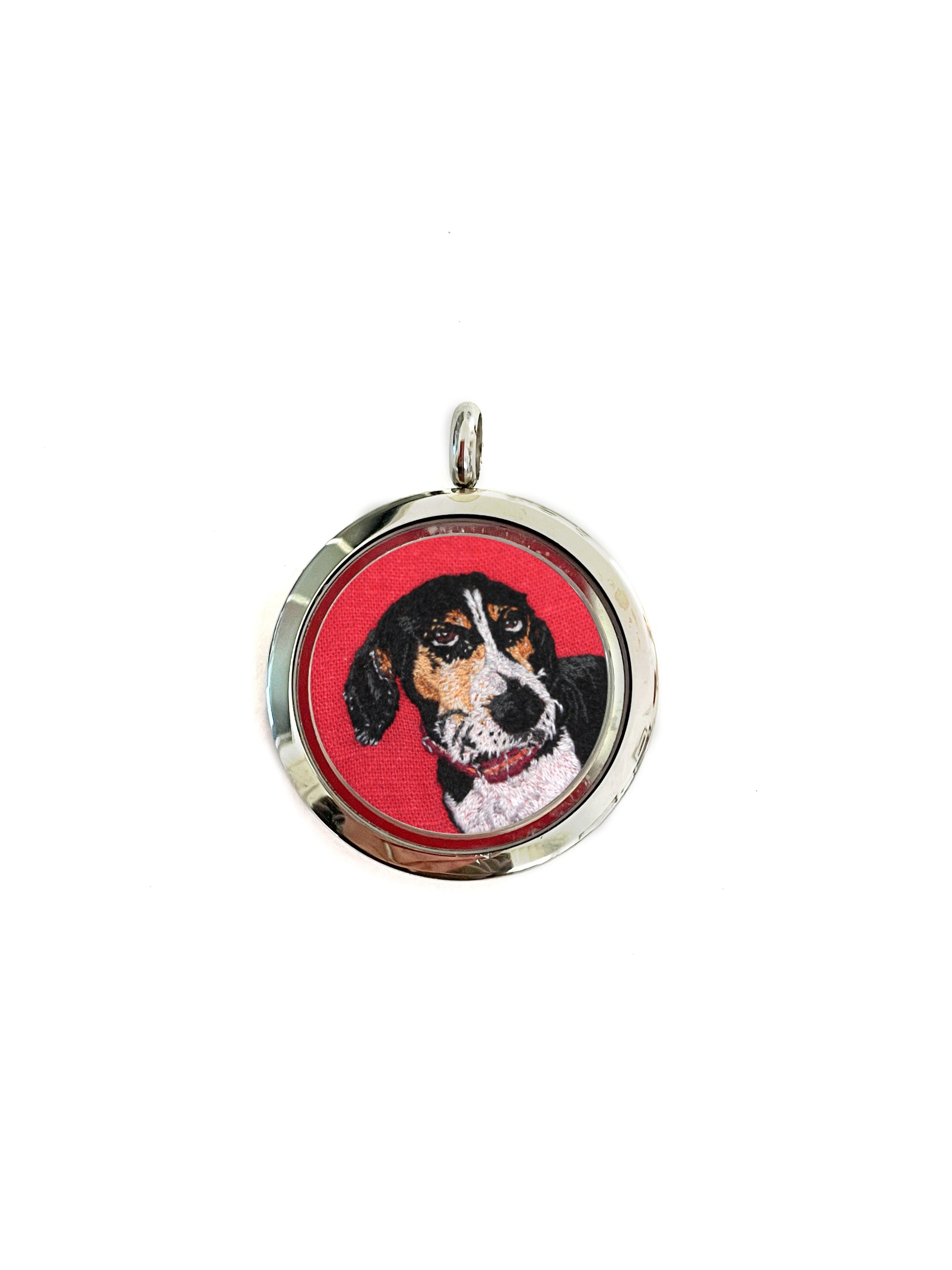 Embroidery Custom Pet Dog Portrait Locket Necklace