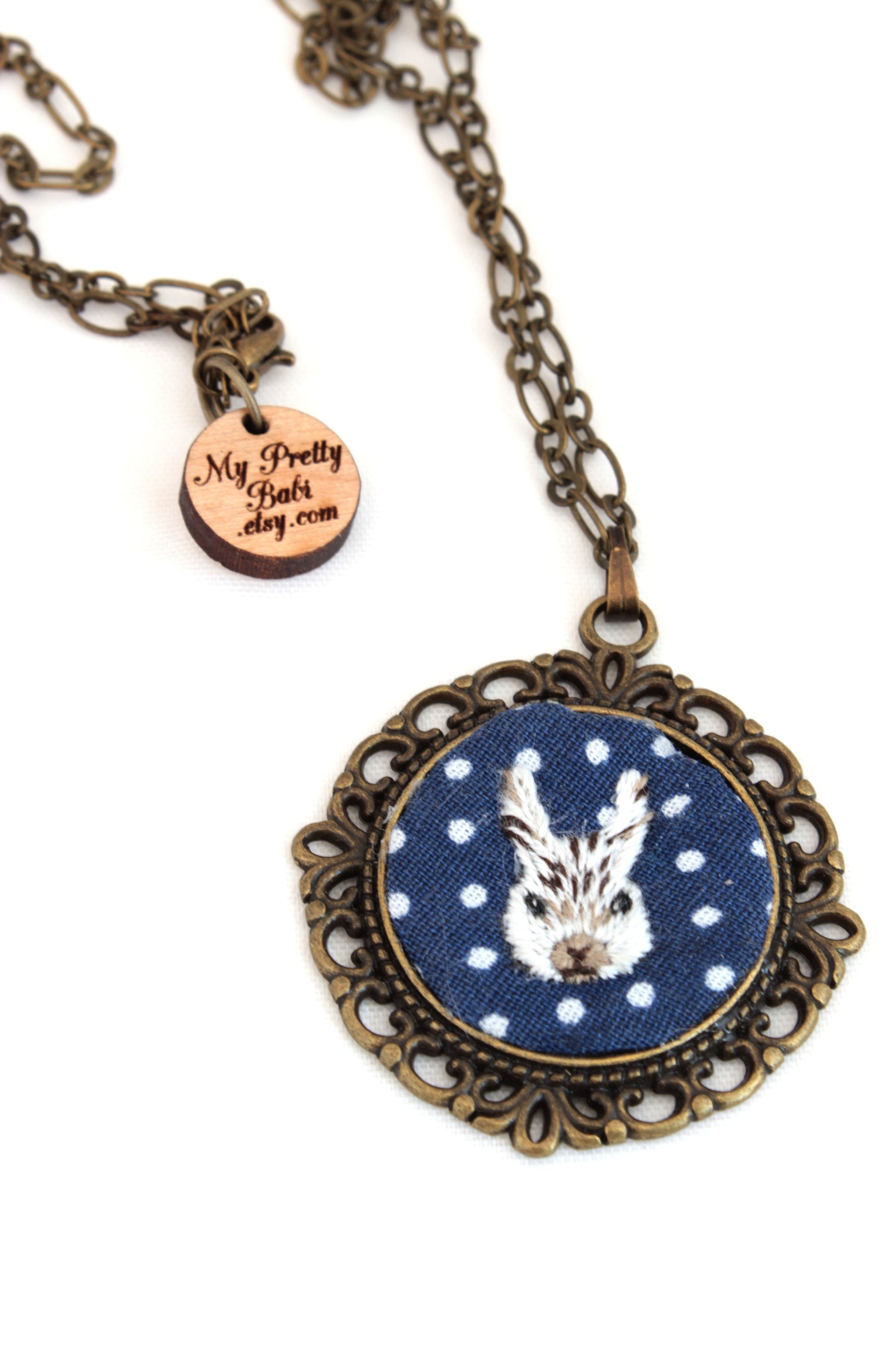 Embroidery Bunny Necklace