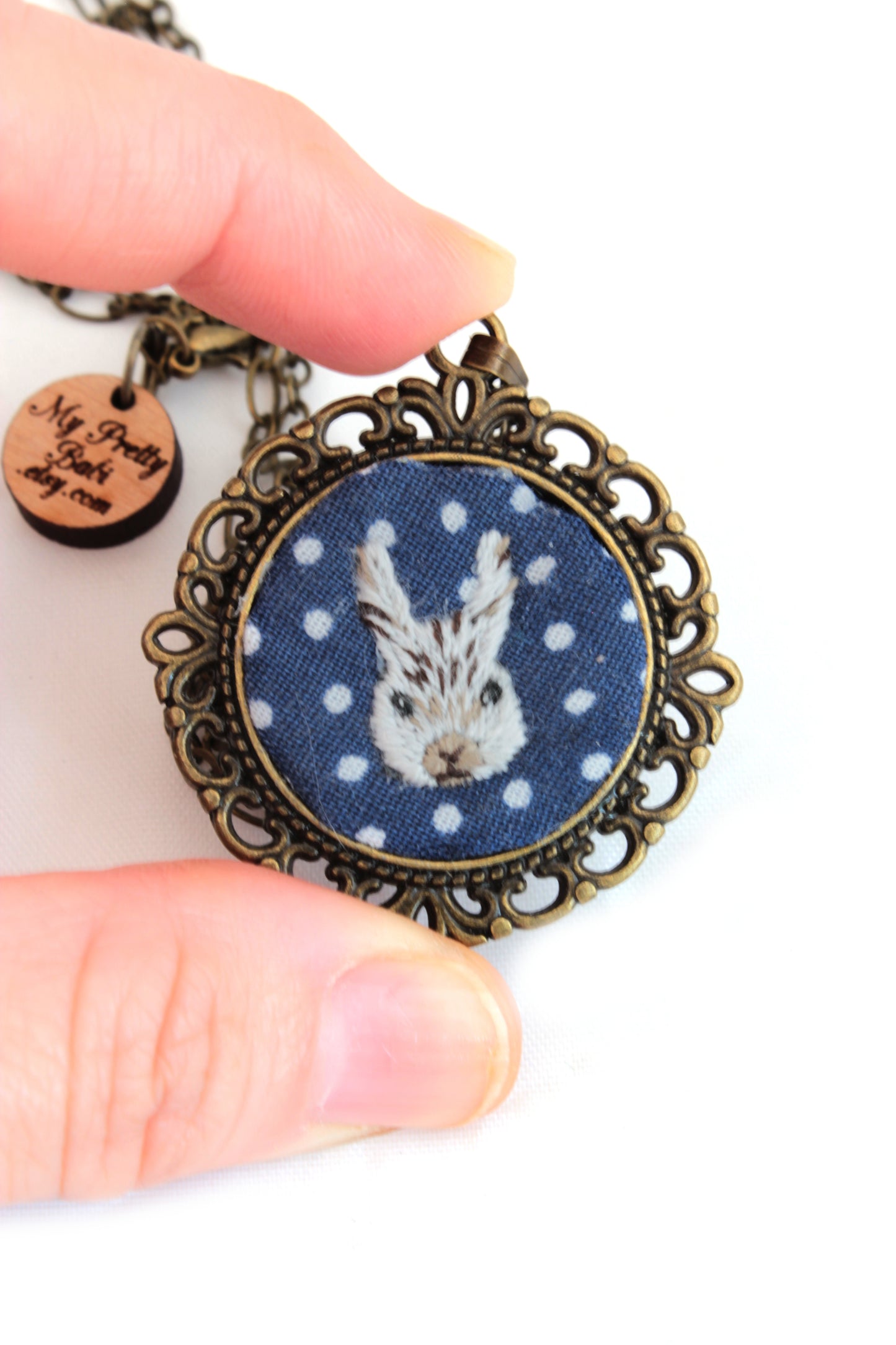 Embroidery Bunny Necklace