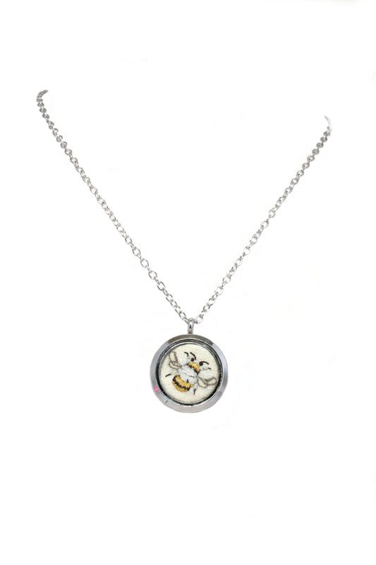 Embroidery Bee Locket Necklace