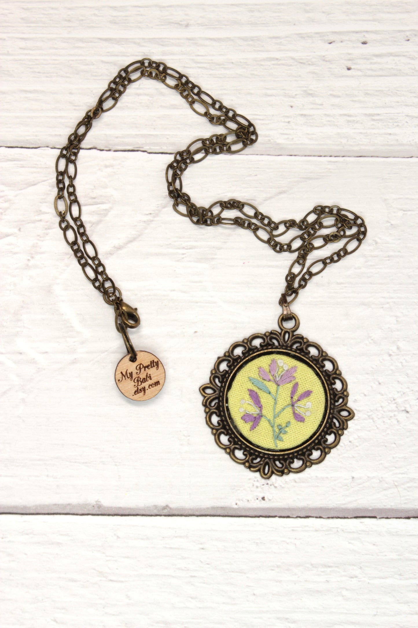 Embroidery Lilac Flower Necklace