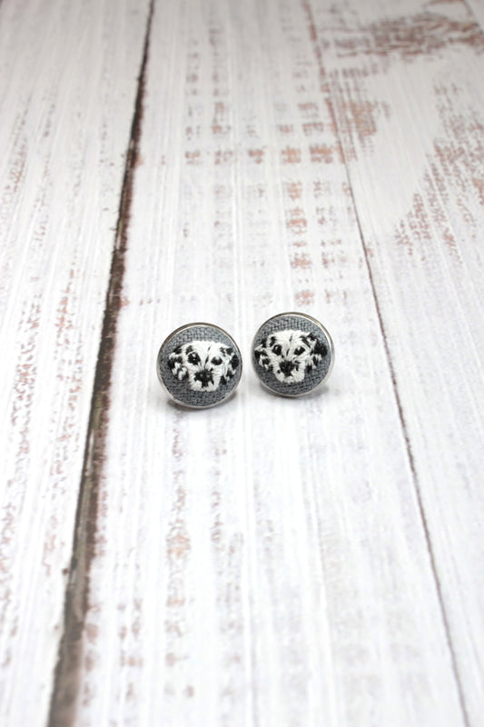 Embroidery Dalmatian Studs Earrings