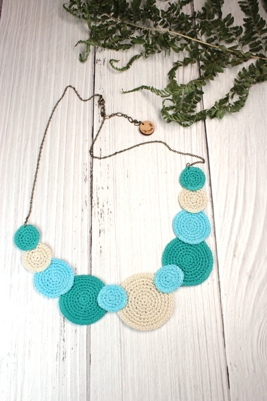 Multi colours Crochet Circle Necklace My Pretty Babi