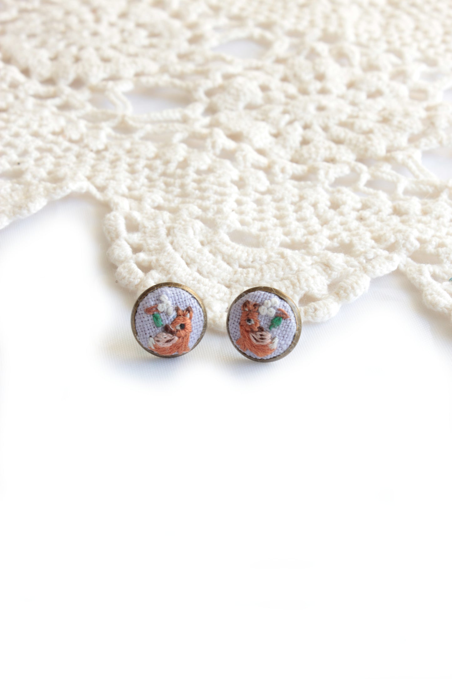 Embroidery Deer Studs Earrings
