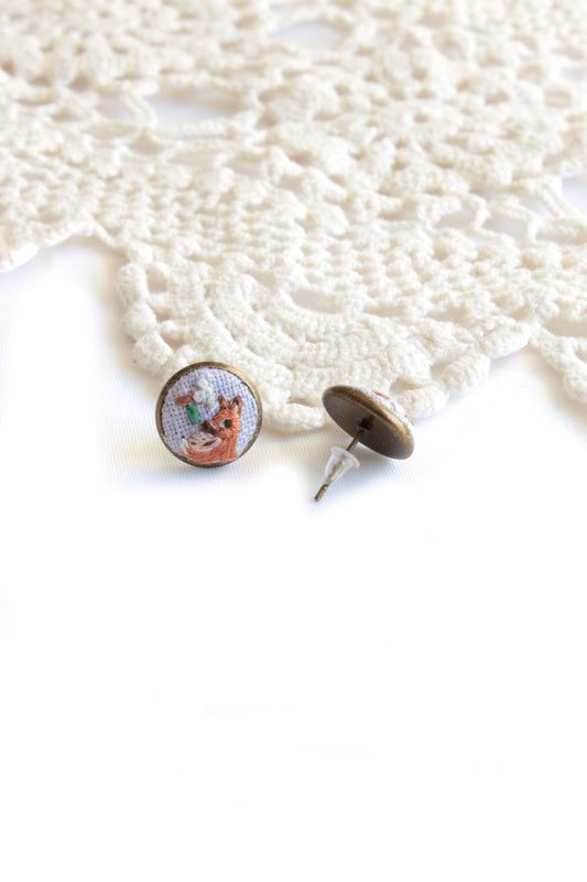 Embroidery Deer Studs Earrings