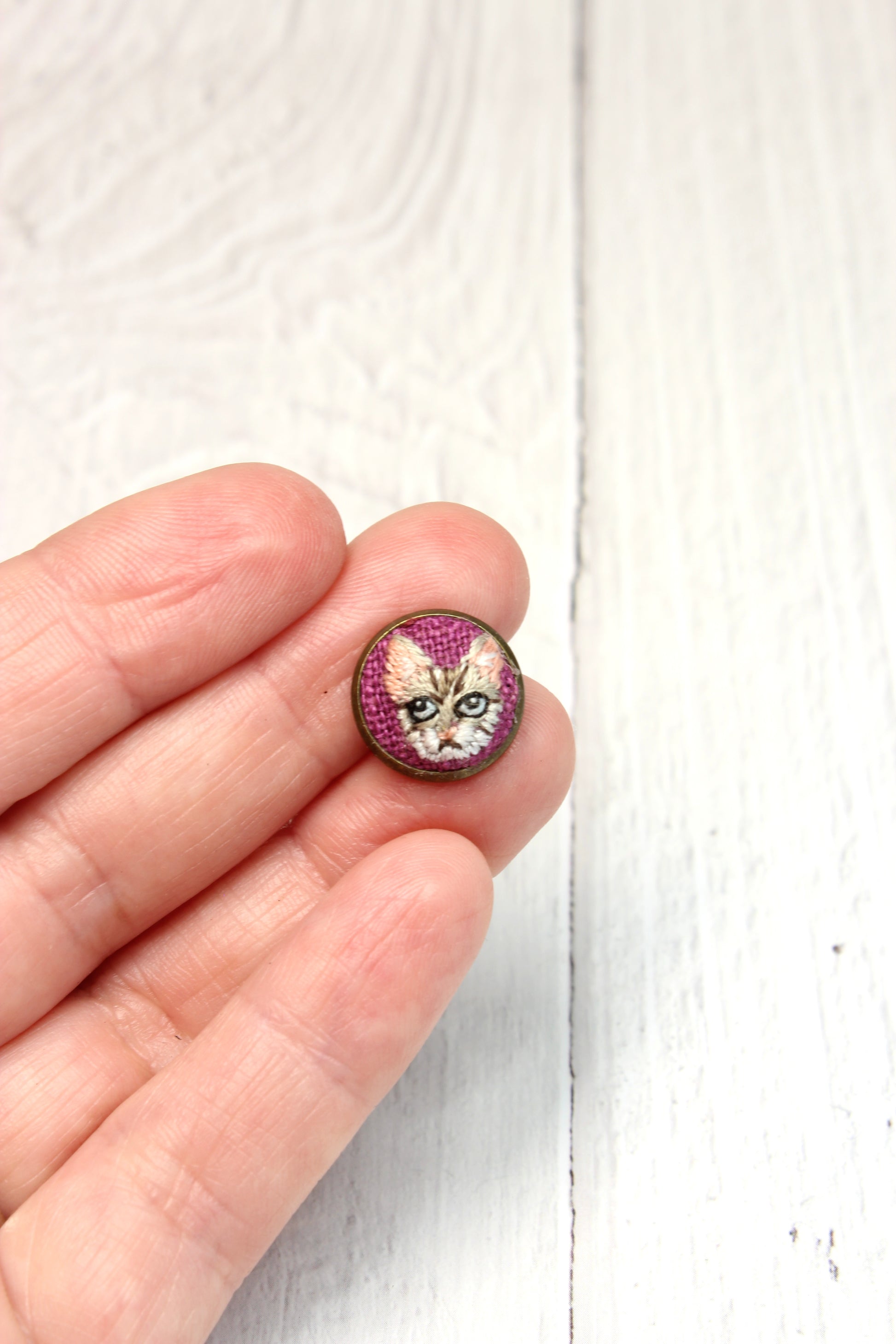 Embroidery Cat Studs Earrings