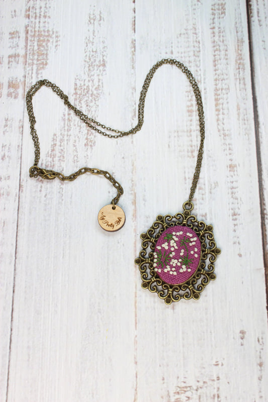Embroidery Dandelion Necklace