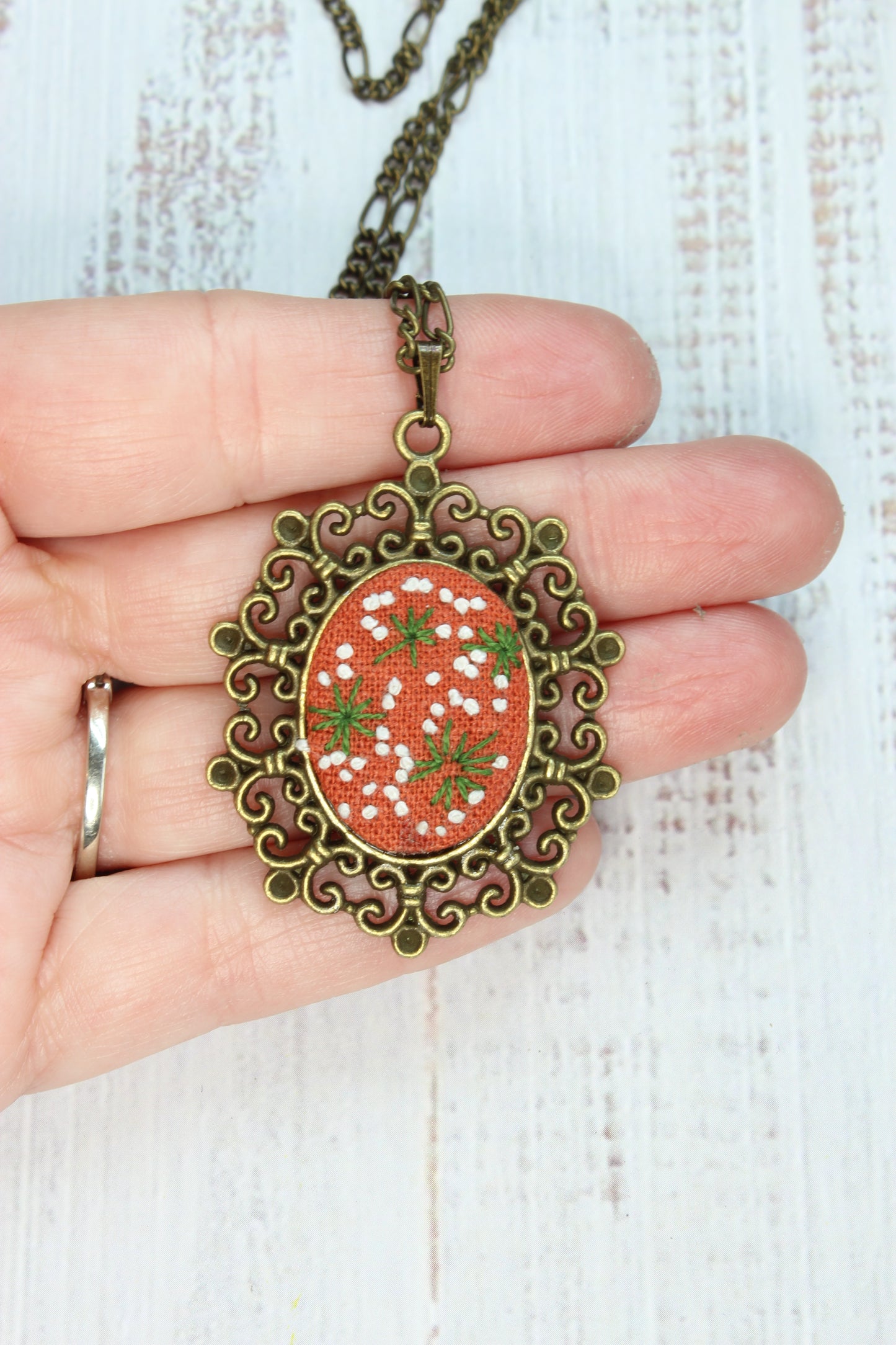 Embroidery Dandelion Necklace