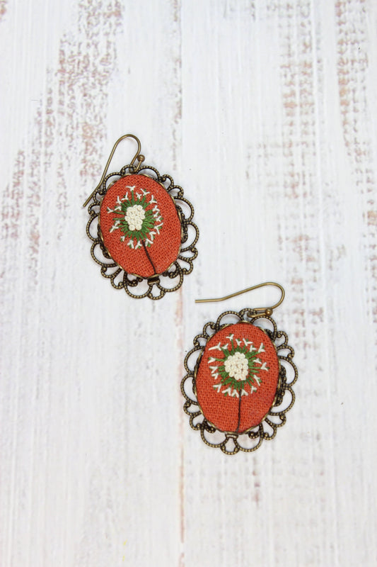 Embroidery Dandelion Wire Filigree Earrings