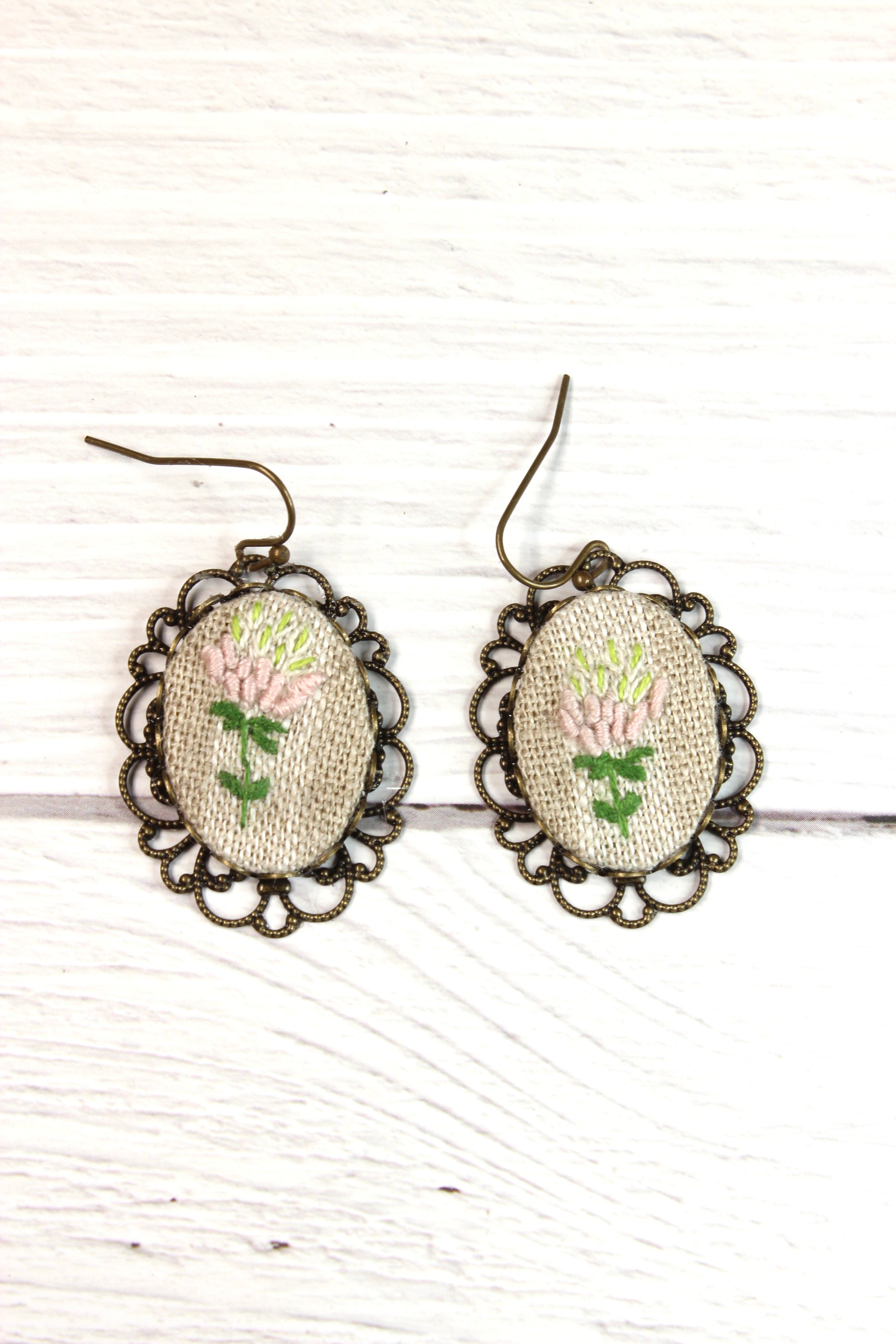 Embroidery Flower Wire Filigree Earrings