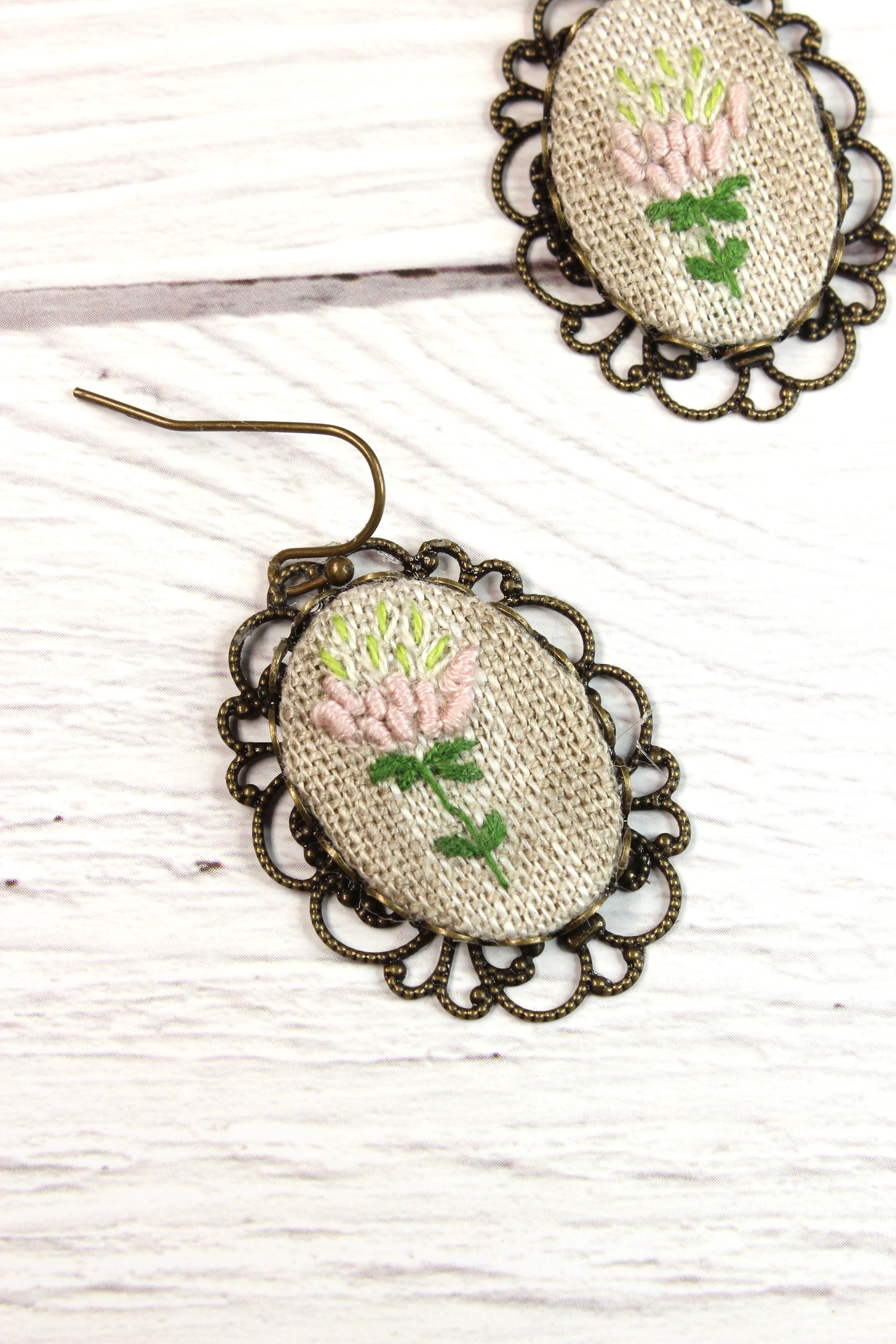Embroidery Flower Wire Filigree Earrings