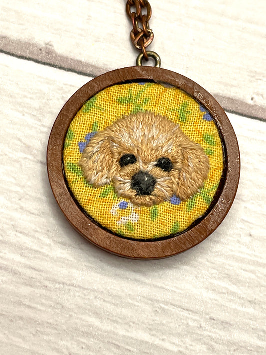 Embroidery Doodle Dog Necklace