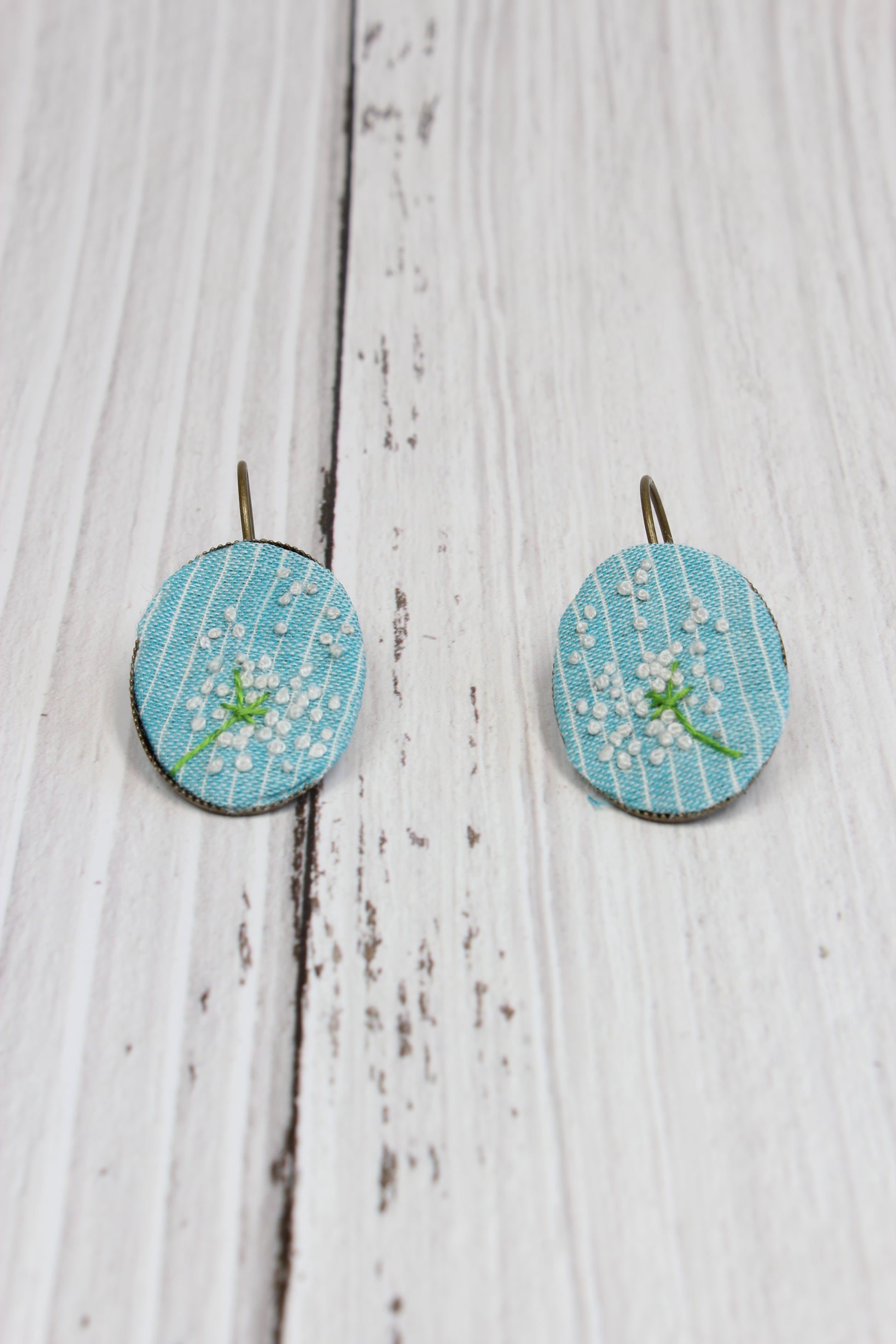Embroidery Dandelion Wire Earrings