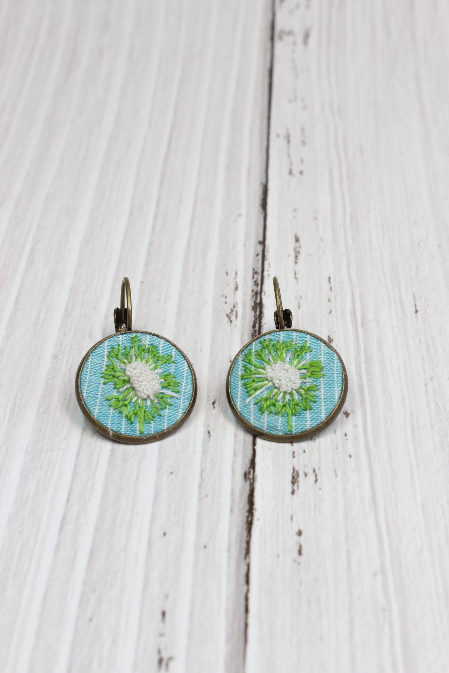 Embroidery Dandelion Earrings