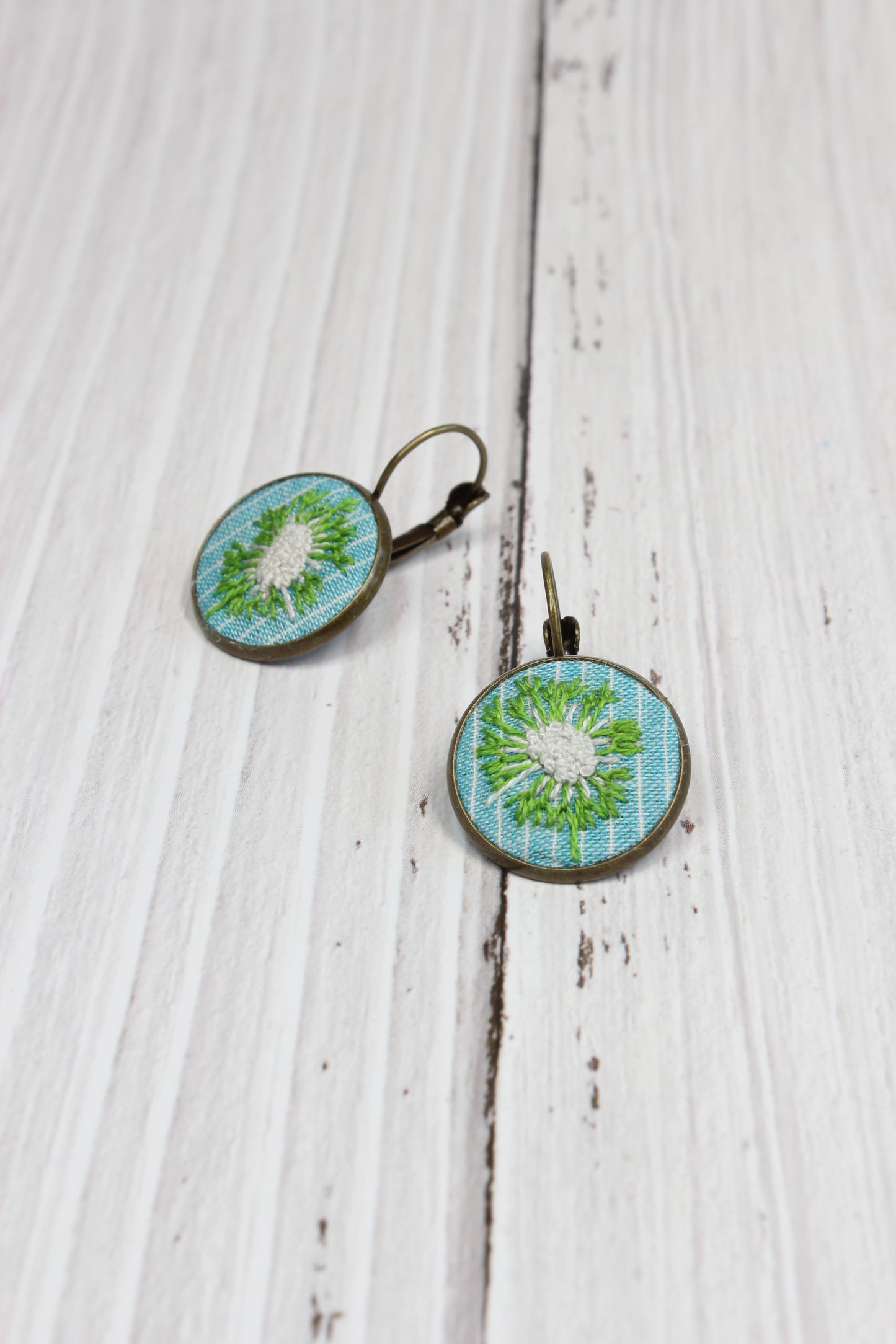 Embroidery Dandelion Earrings