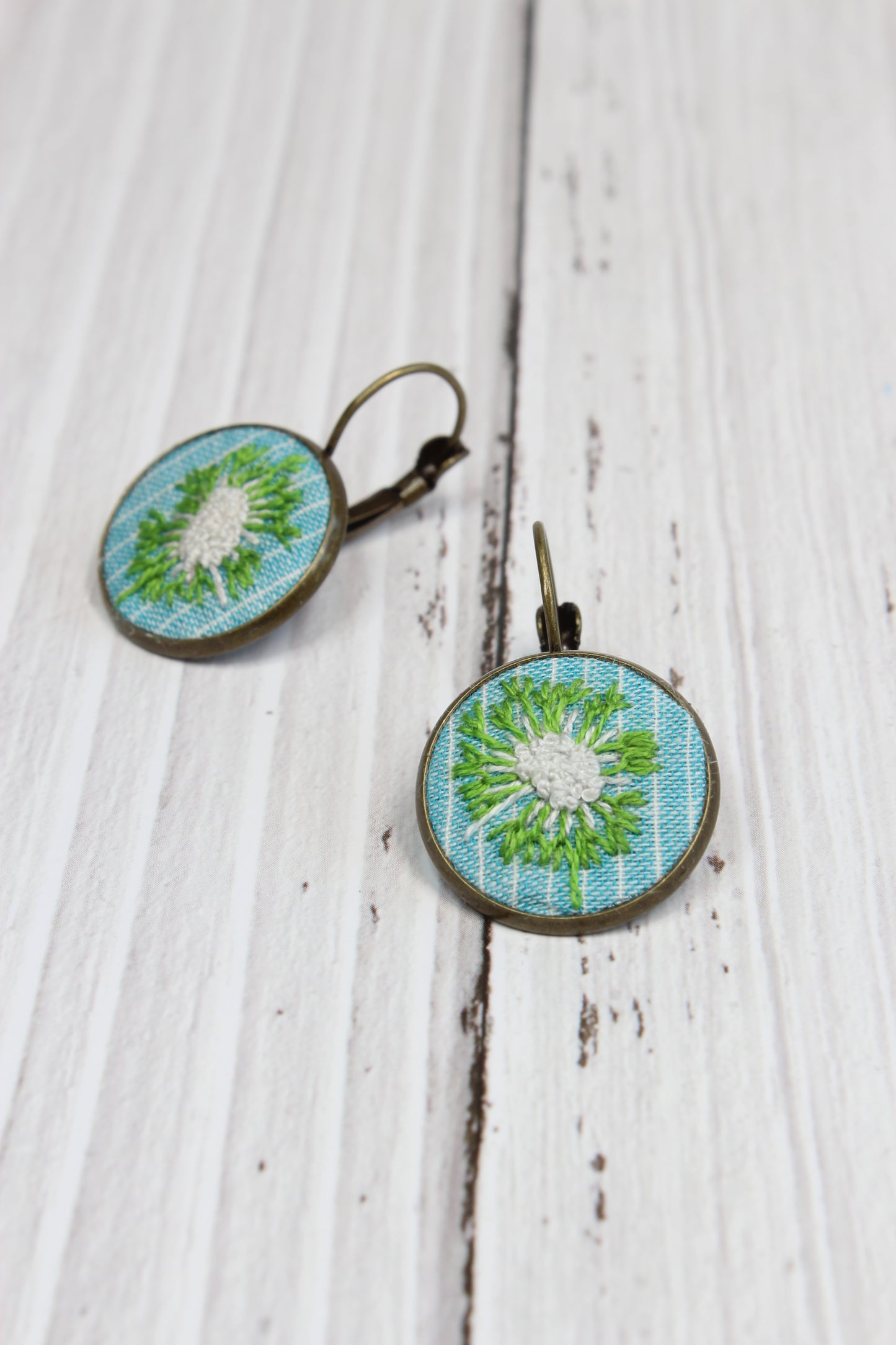 Embroidery Dandelion Earrings