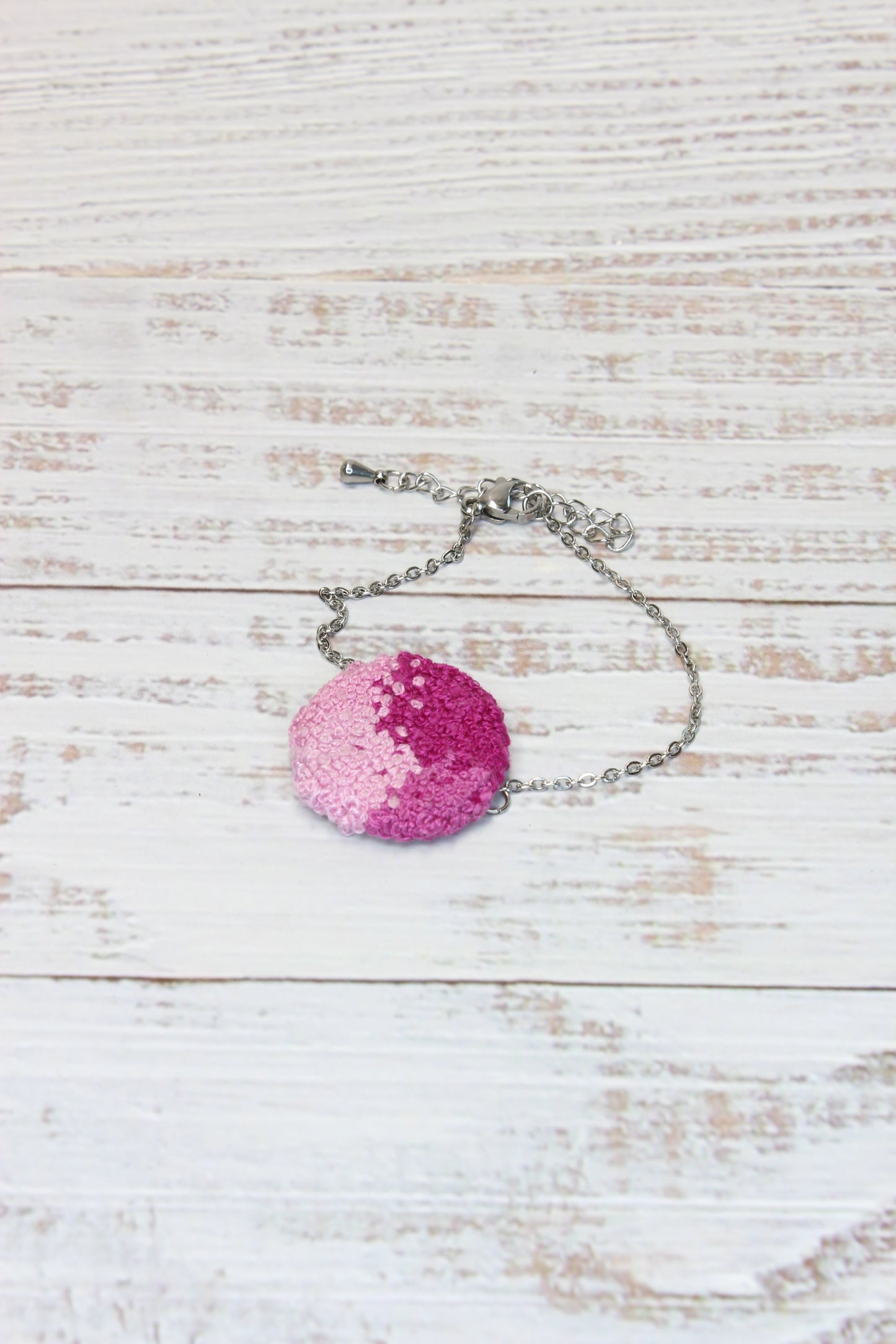 Embroidery Pink Circle Bracelet