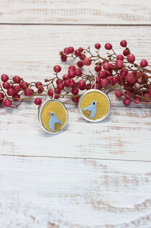 Embroidery Bird Earrings