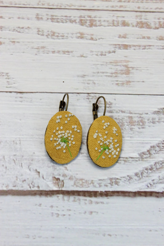 Embroidery Dandelion Wire Earrings