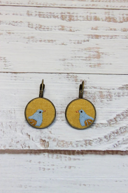Embroidery Bird Earrings