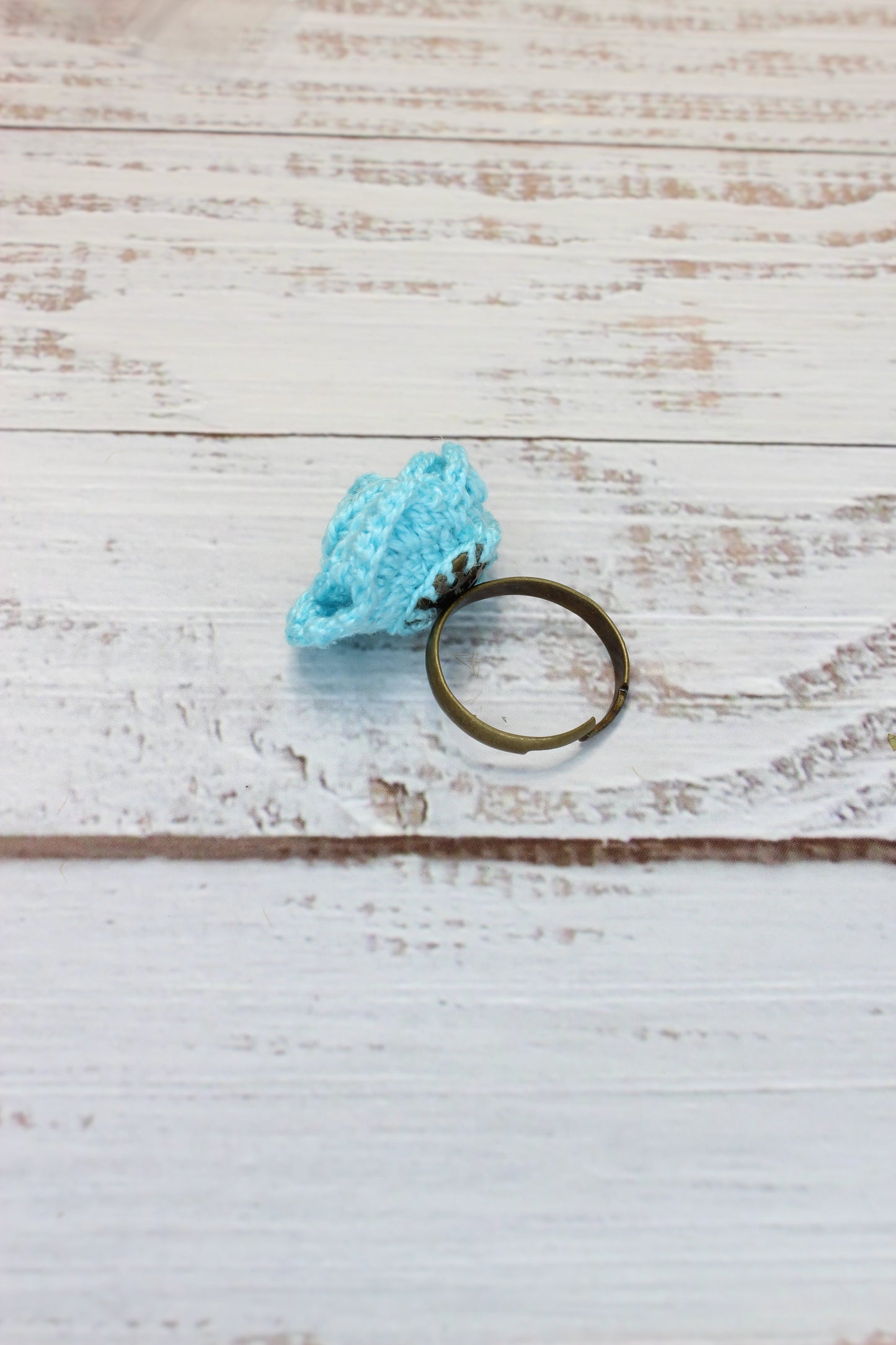 Crochet Blue Rose Ring