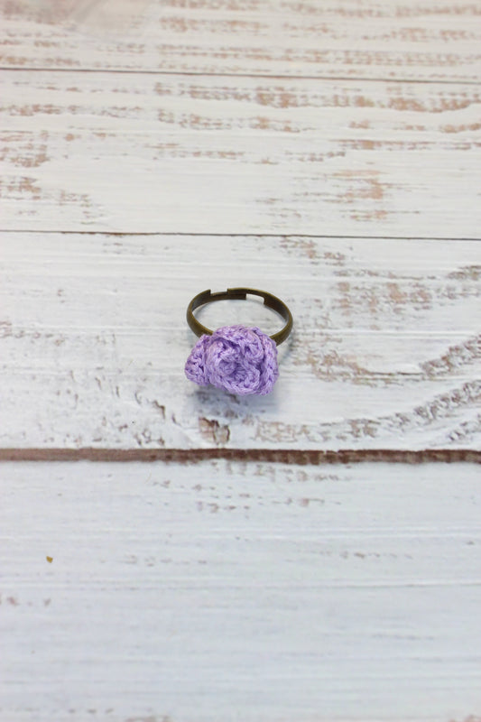Crochet Purple Rose Ring