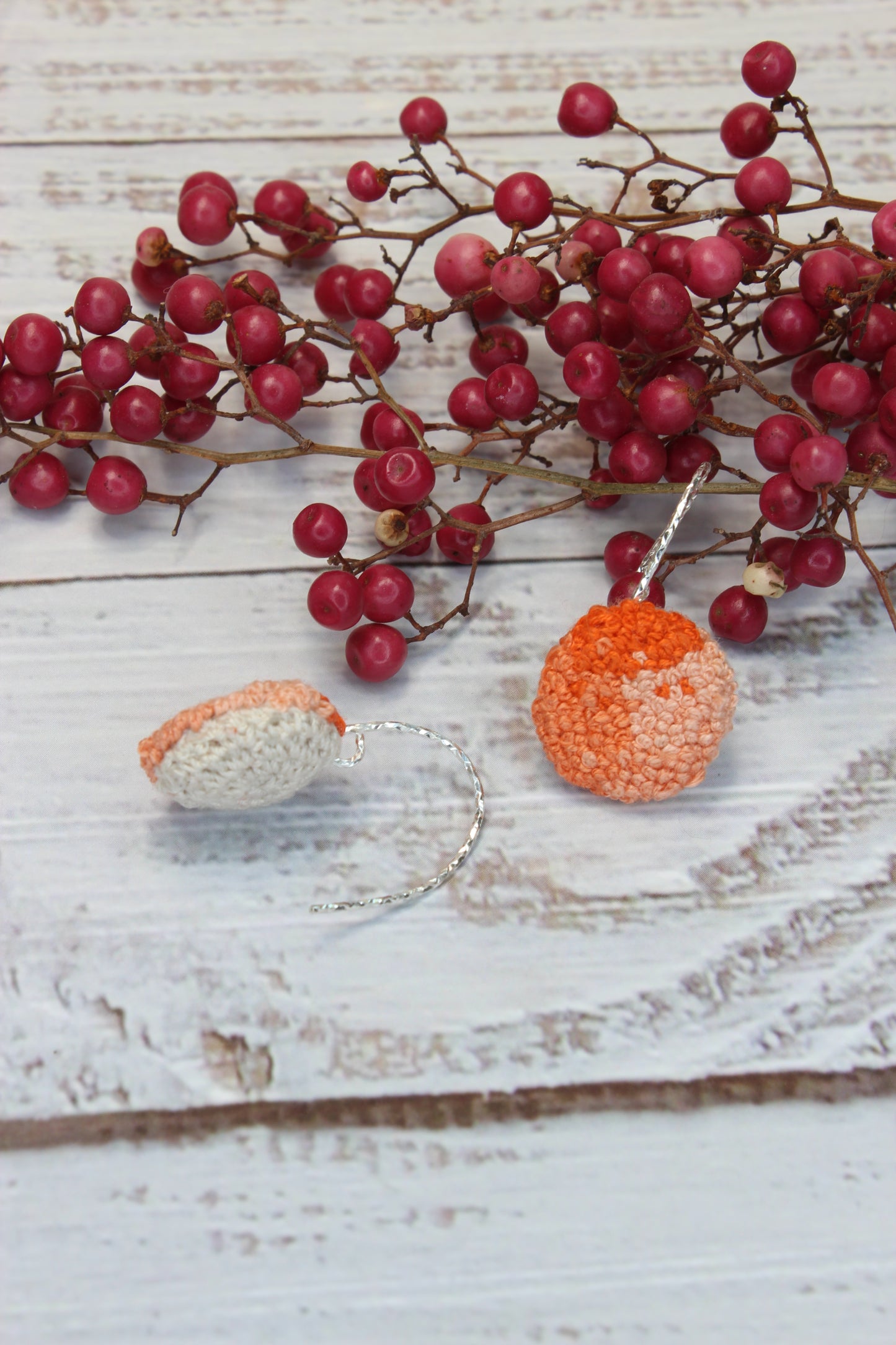 Embroidery Orange Circle Earrings