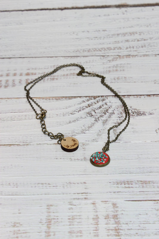 Embroidery Green Dots Necklace