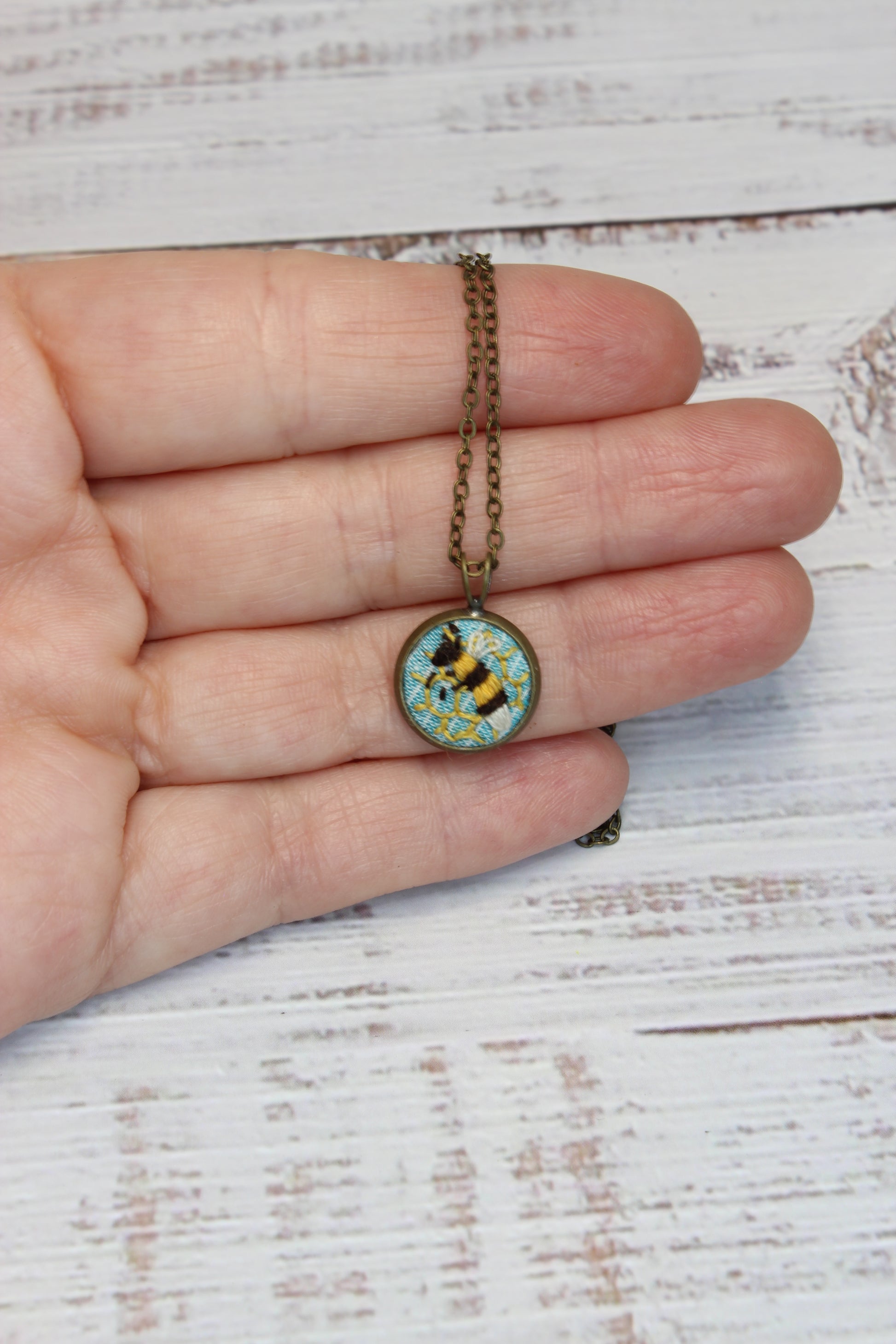Embroidery Bee Necklace