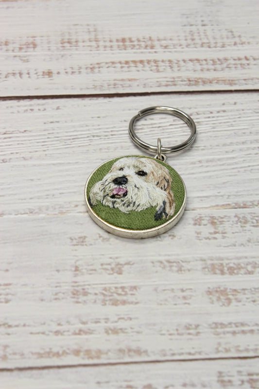 Custom Embroidery Key ring Pet Portrait