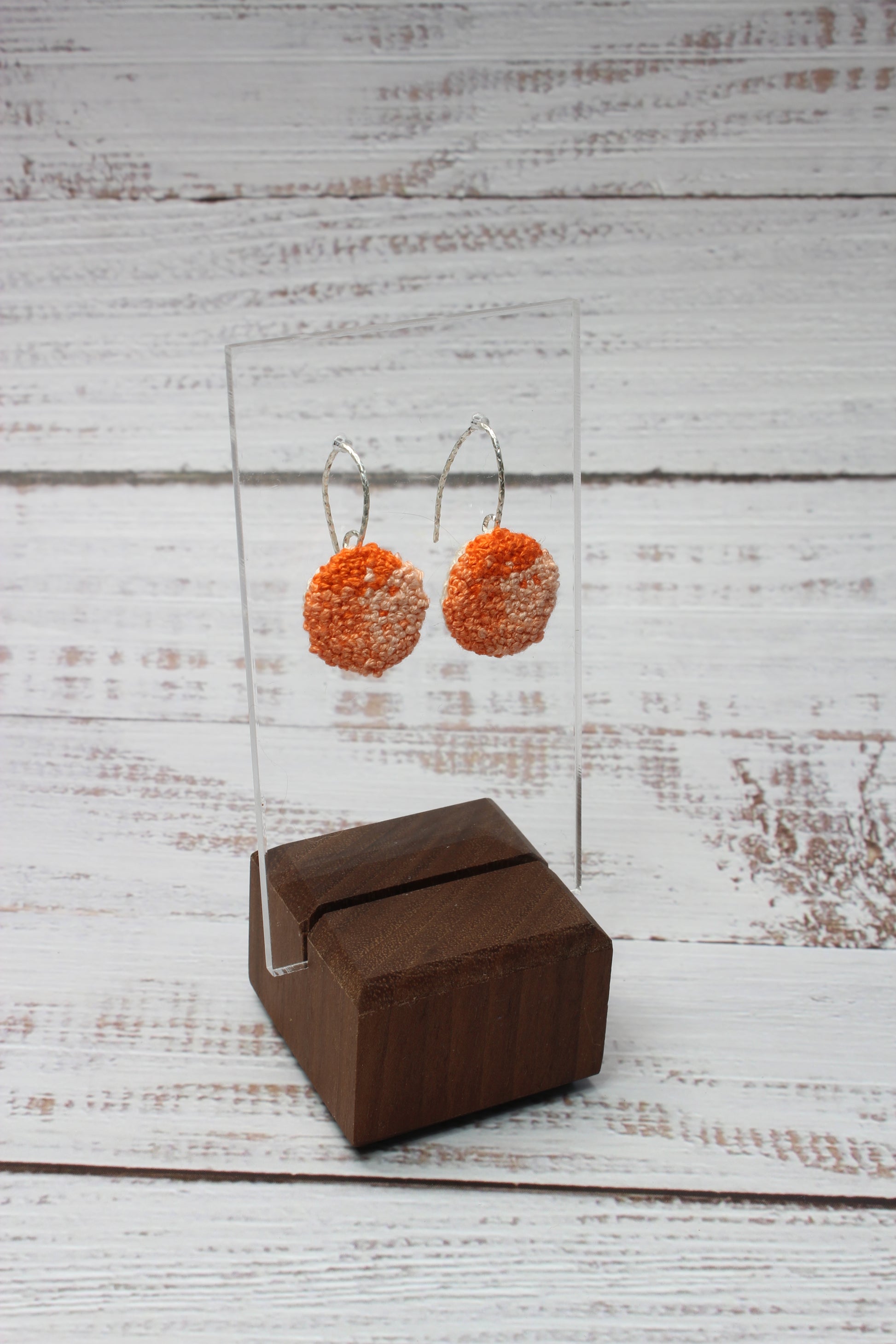 Embroidery Orange Circle Earrings