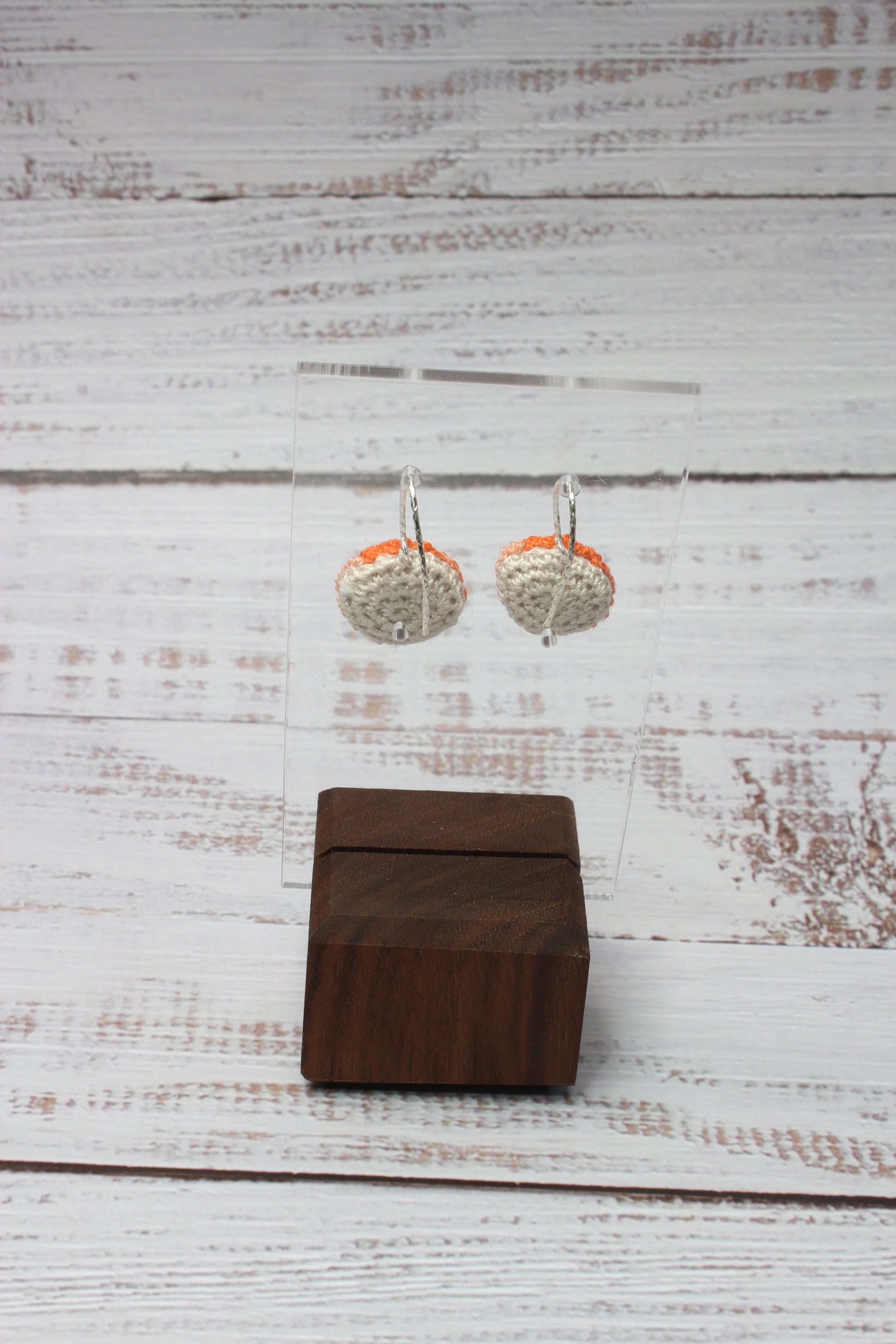 Embroidery Orange Circle Earrings
