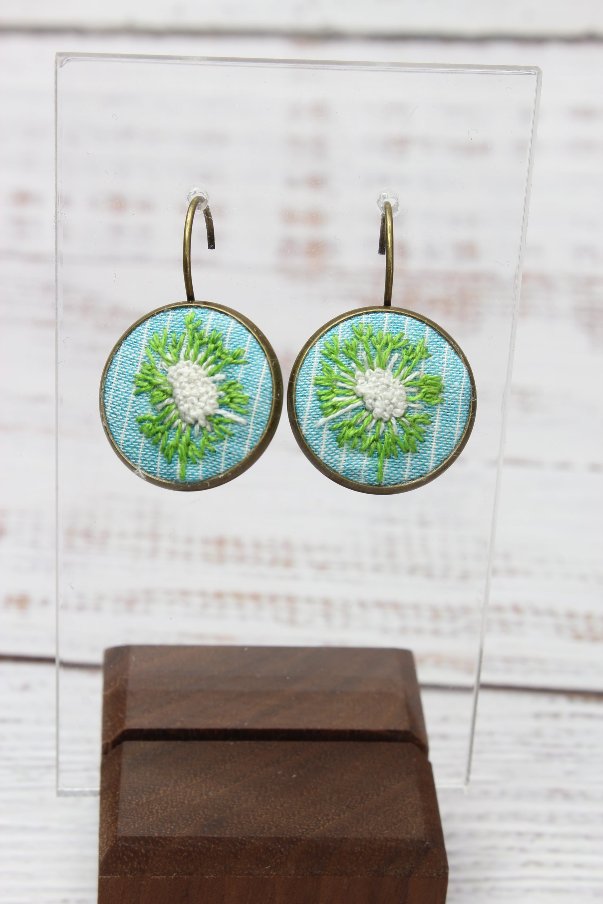 Embroidery Dandelion Earrings