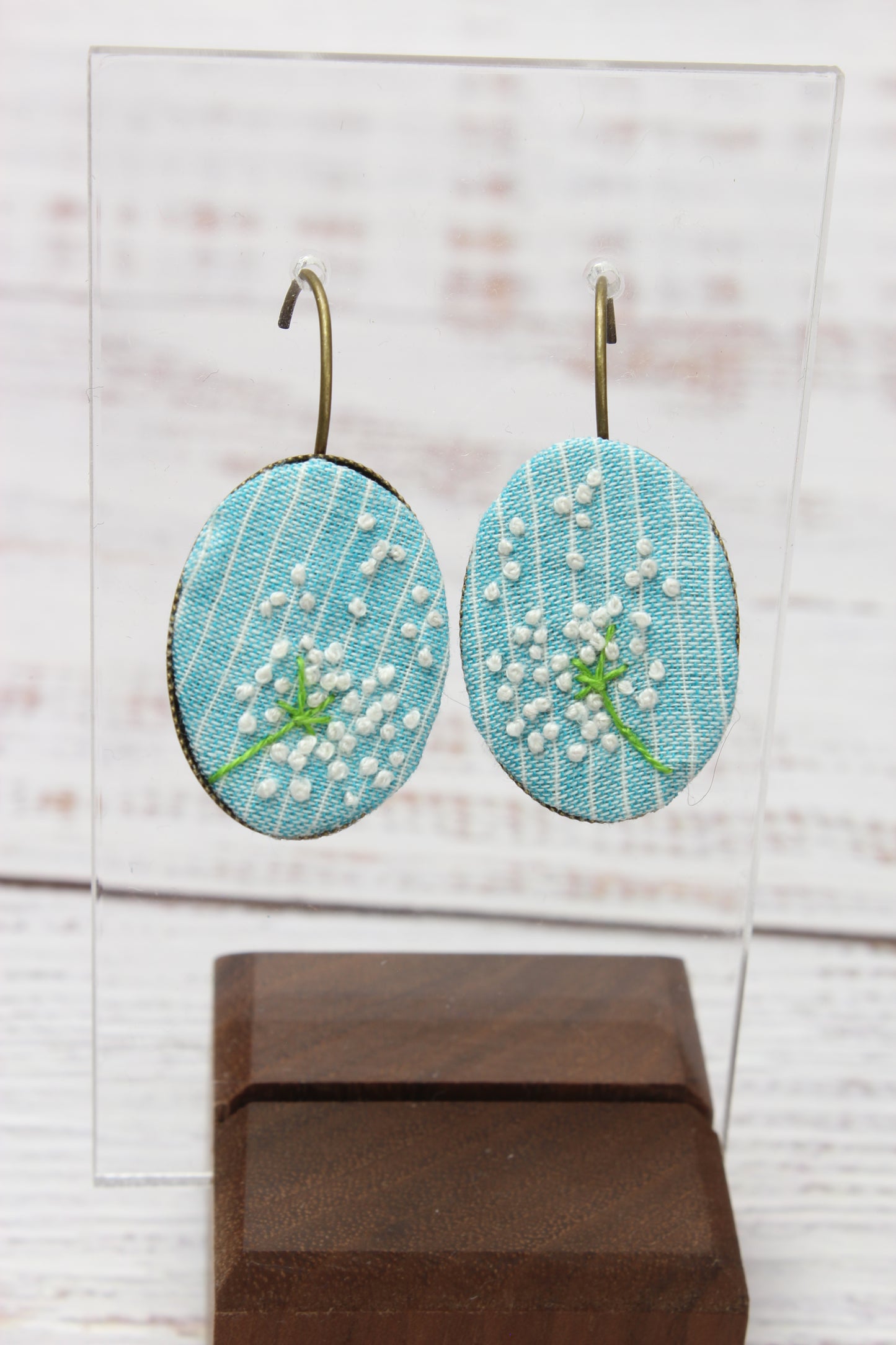 Embroidery Dandelion Wire Earrings