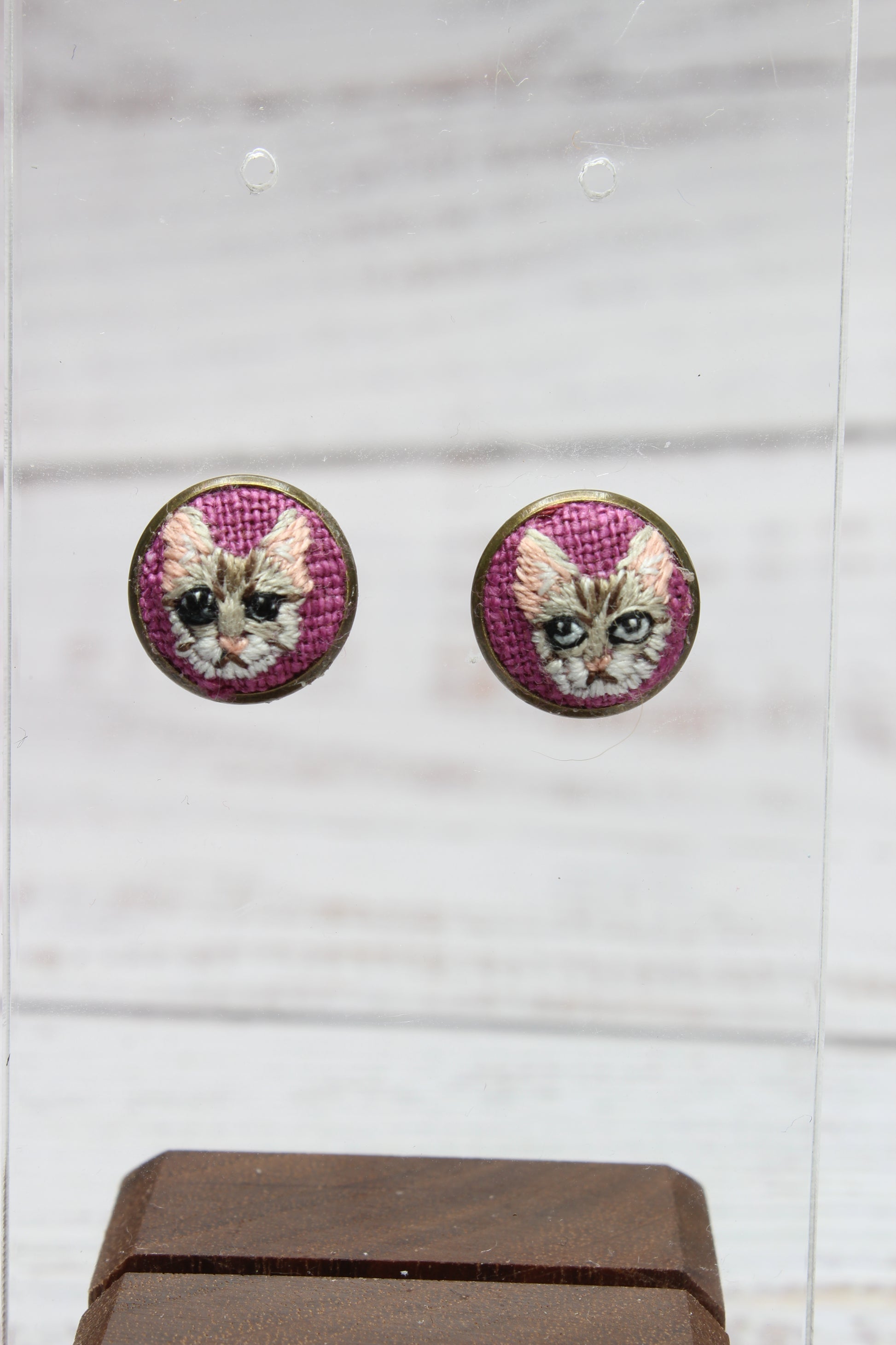 Embroidery Cat Studs Earrings
