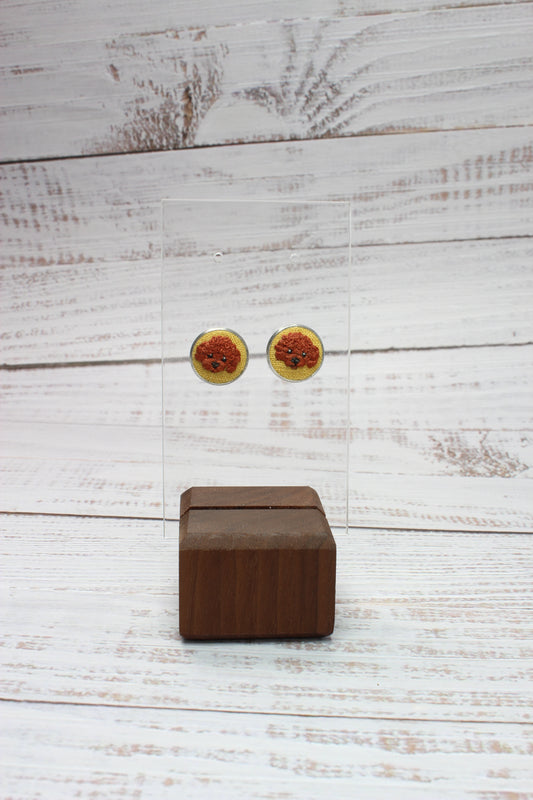 Embroidery Poodle Studs Earrings