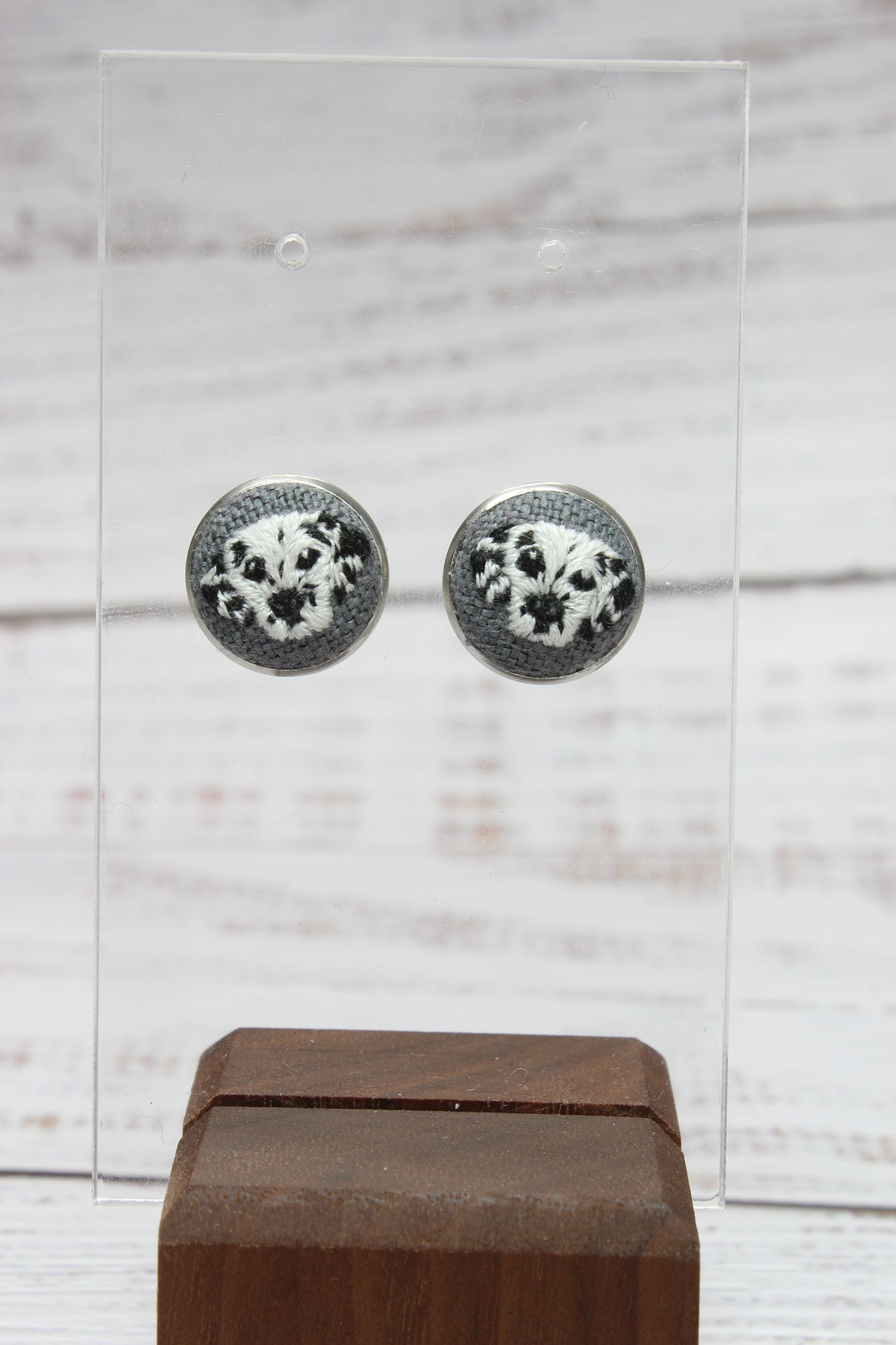Embroidery Dalmatian Studs Earrings