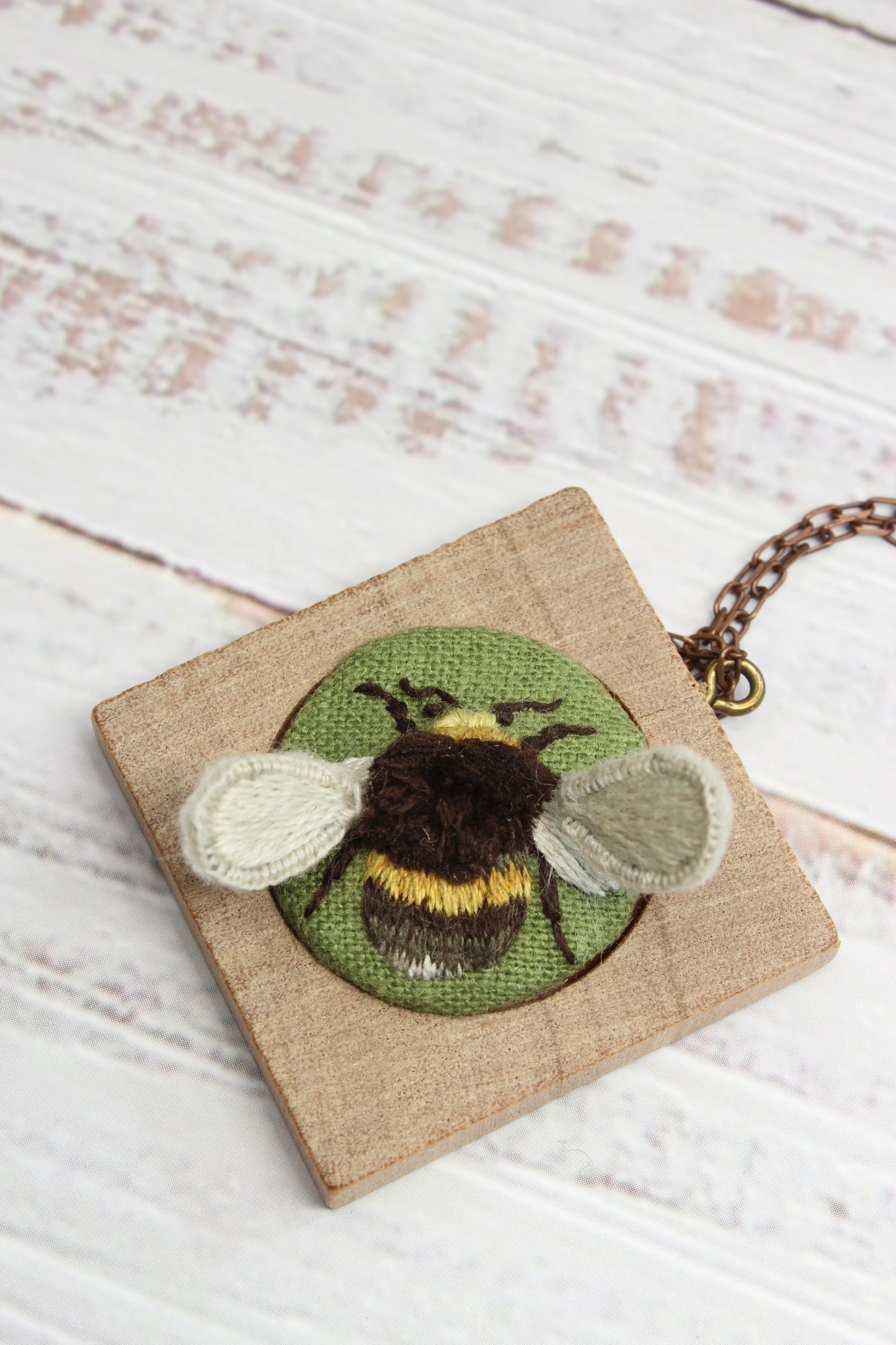 Embroidery Stumpwork Bee Necklace