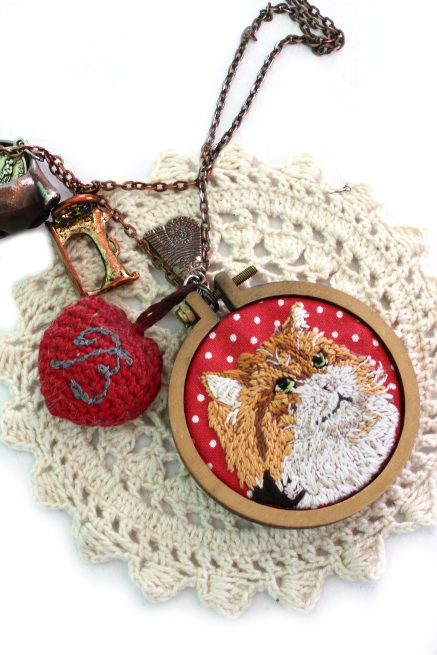 Embroidery Custom Pet Portrait Dandelyne Mini Hoop Necklace