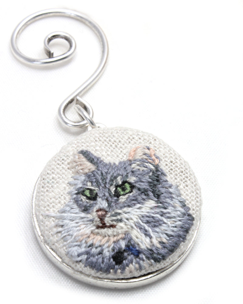 Custom Embroidery Pet Portrait Christmas Ornament